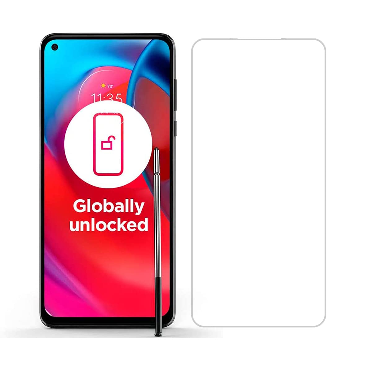 UPONEW UPONEW for Motorola G Stylus 5G 2021 Tempered Glass Screen Protector - [2 Pack] Motorola Moto G Stylus 5G 2021 Front High Clear Films Bubble Free - View 4 of 5