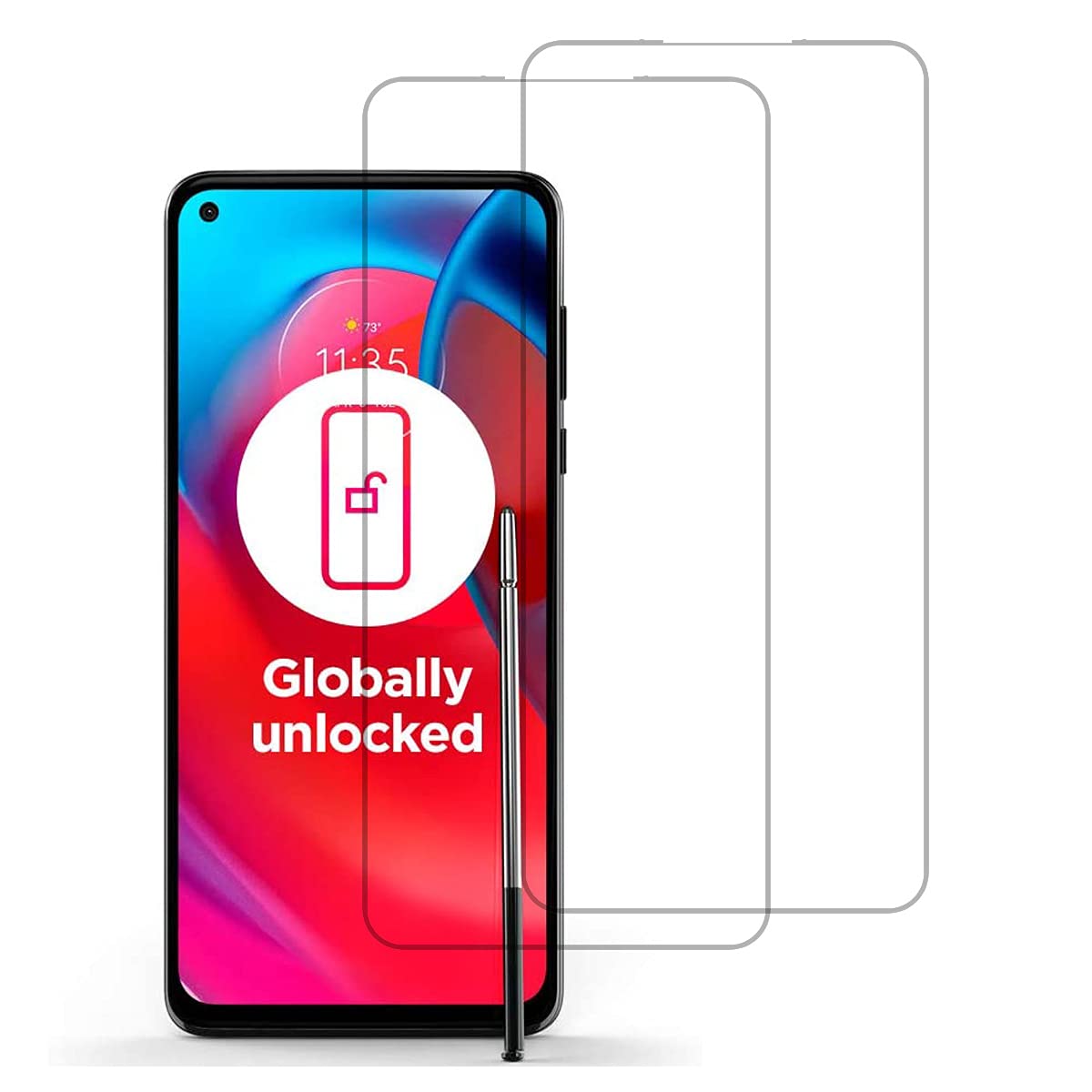 UPONEW for Motorola G Stylus 5G 2021 Tempered Glass Screen Protector - [2 Pack] Motorola Moto G Stylus 5G 2021 Front High Clear Films Bubble Free