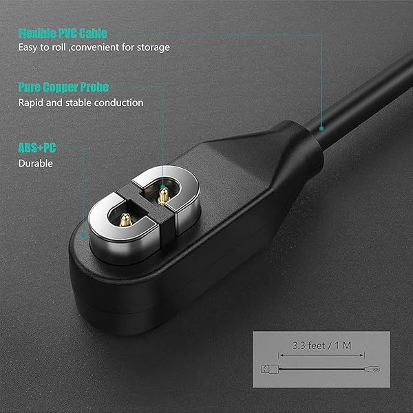 TUSITA TUSITA 2 Pack Magnetic Charger for AfterShokz Aeropex SHOKZ OPENCOMM OPENRUN PRO OPENRUN OPENRUN Mini USB Charging Cable 3.3ft Black - View 4 of 7