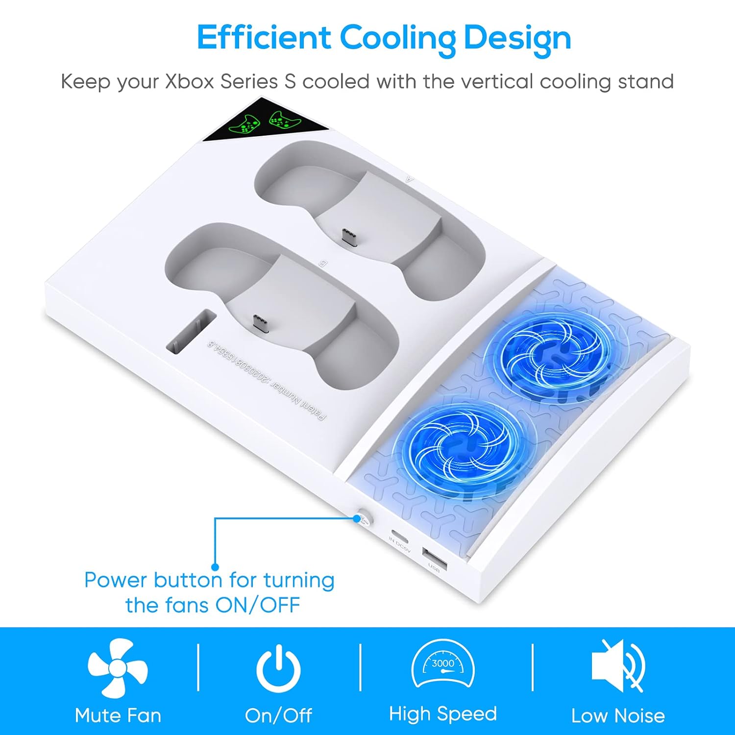 YUANHOT YUANHOT Vertical Cooling Stand Charging Station for Xbox Series S Console and Controller, Dual Fan Cooling System for Xbox Series S Accessories with - View 2 of 7