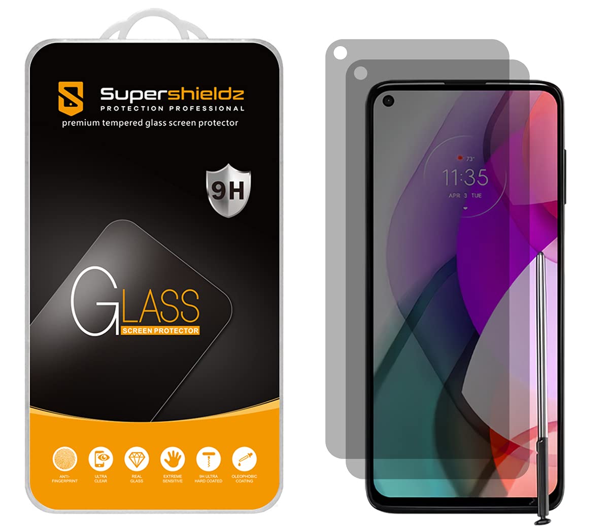 Supershieldz (2 Pack) Designed for Motorola Moto G Stylus 5G [Not Fit for 2022 Model] Privacy Anti Spy Tempered Glass Screen Protector, Anti Scratch,