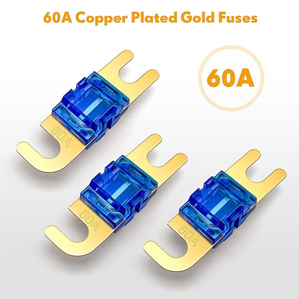 BULVACK BULVACK 3 Way Mini ANL Fuse Holder for Car Truck Boat Audio 60 Amp Fuse Distribution Block Copper 0/2/4 Gauge to 4/6/8 Gauge - View 5 of 8