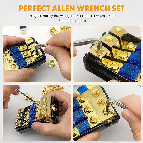 BULVACK BULVACK 3 Way Mini ANL Fuse Holder for Car Truck Boat Audio 60 Amp Fuse Distribution Block Copper 0/2/4 Gauge to 4/6/8 Gauge - View 7 of 8