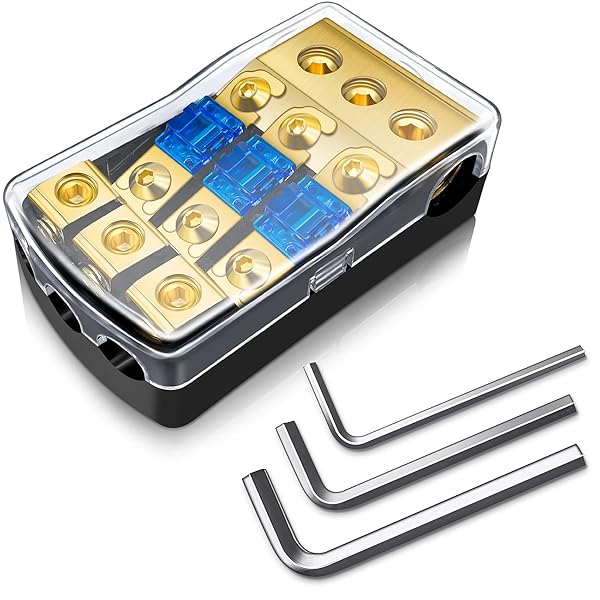BULVACK BULVACK 3 Way Mini ANL Fuse Holder for Car Truck Boat Audio 60 Amp Fuse Distribution Block Copper 0/2/4 Gauge to 4/6/8 Gauge