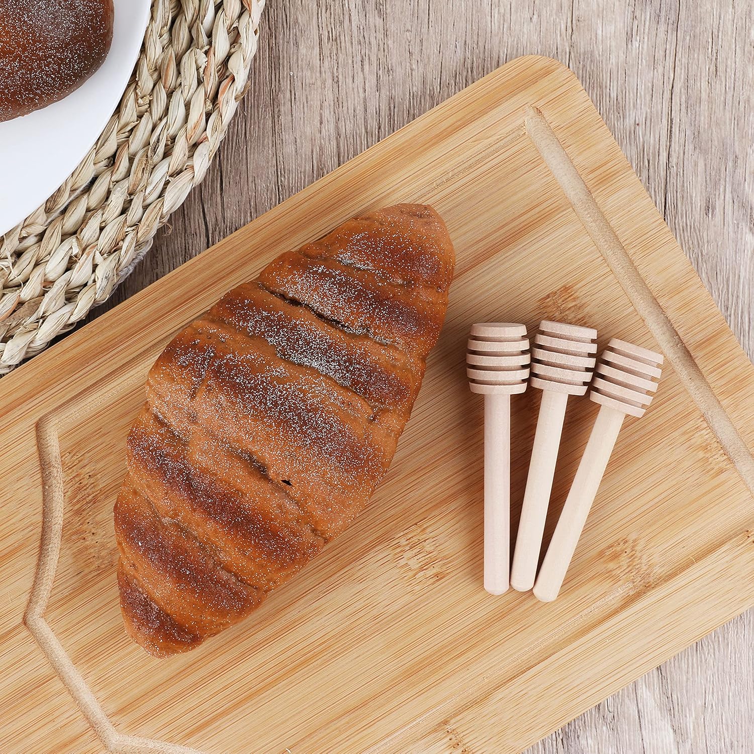 Ucheom Ucheom Wooden Honey Dipper Sticks, 3Pcs Mini Honey Spoon for Honey Jar Dispense Mixing Stirrer - View 6 of 6