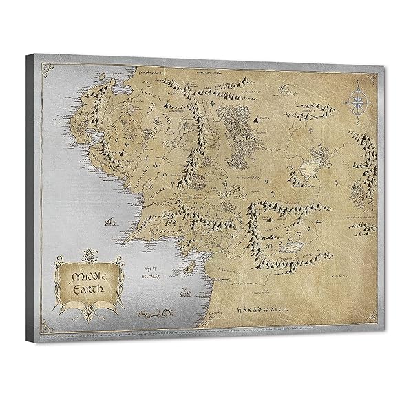 GUTTATY Retro Middle Earth Map Canvas Wall Art - HD Print for Home Decor | Vintage Movie Map Poster (18x24)