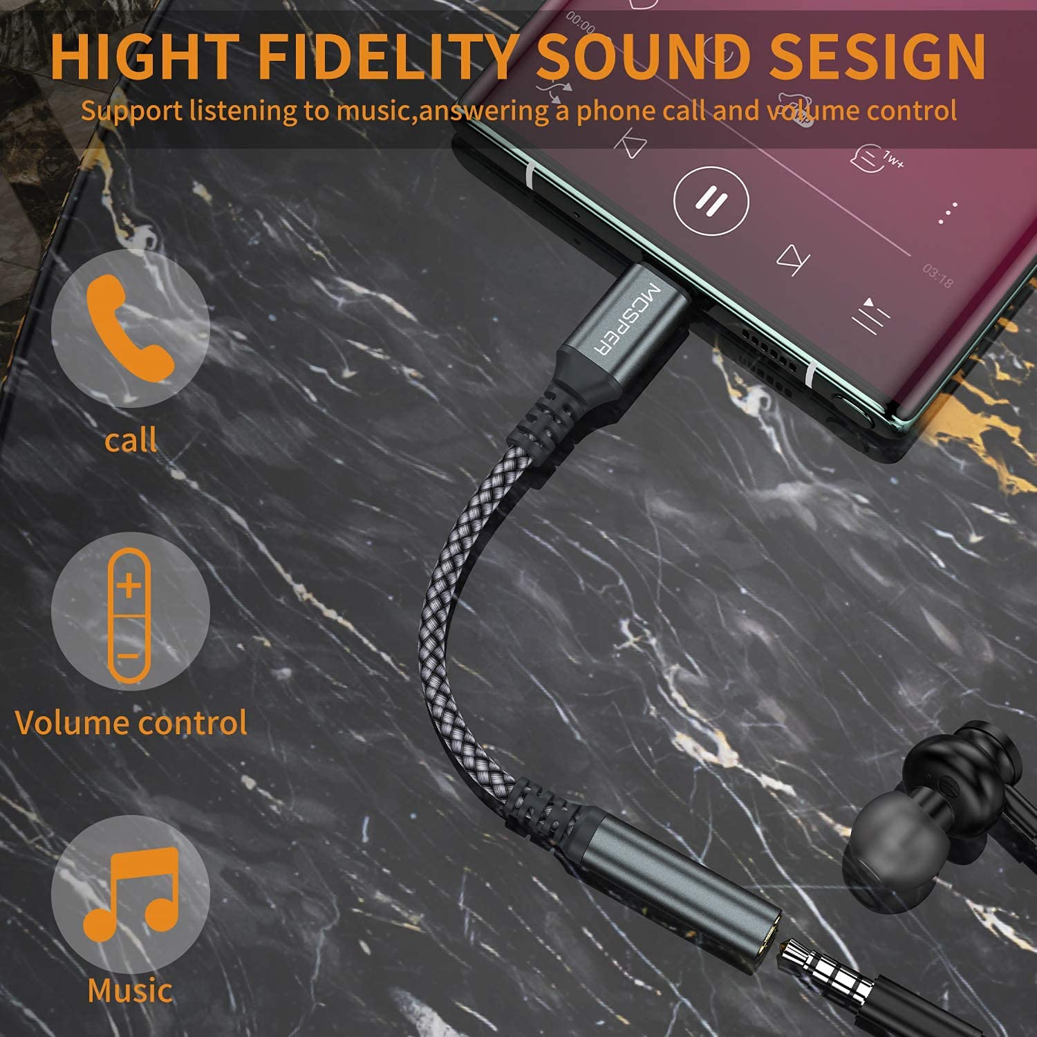 MCSPER 2-Pack USB Type C to 3.5mm Female Adapter,USB C to Aux Audio Dongle Cable Cord Headphone Jack Compatible with iPhone 17 16 Pro Max 15 Pro,Samsung - View 3 of 6