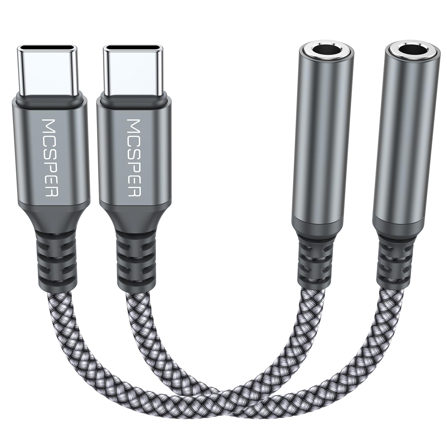 MCSPER 2-Pack USB Type C to 3.5mm Female Adapter,USB C to Aux Audio Dongle Cable Cord Headphone Jack Compatible with iPhone 17 16 Pro Max 15 Pro,Samsung
