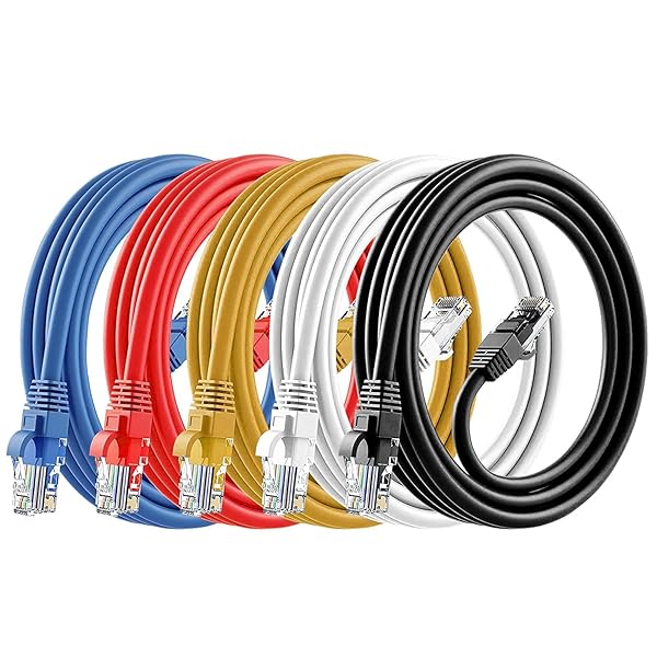 ANLINK Cat6 Ethernet Cable 6ft 5-Pack Multi-Color RJ45 LAN Network Patch Internet Cable 24AWG UTP for Fast Connectivity