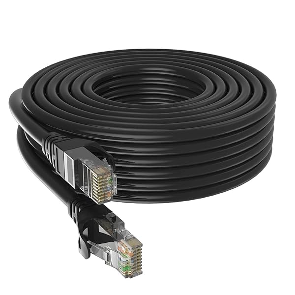 Cat6 Ethernet Cable 100ft Black RJ45 LAN 24AWG UTP Network Patch Internet Cable