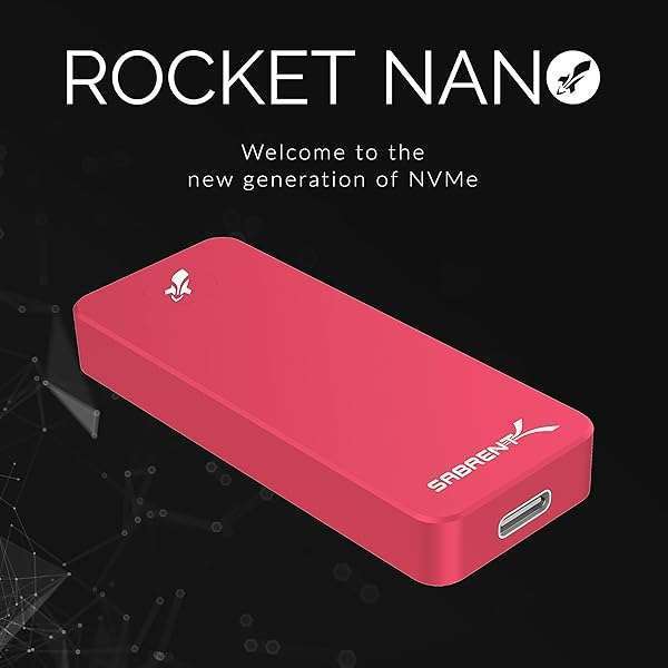 SABRENT SABRENT 1TB Rocket Nano SSD - Ultra-Fast External Aluminum Drive Up to 1000MB/s (Red) - SB-1TB-NANO-RED - View 4 of 9