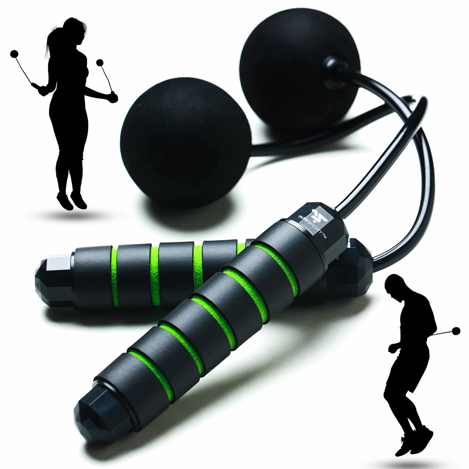TugSport Weighted Cordless Jump Rope - Adjustable Length Ropes Ropeless Jump Rope For Beach Body - Eliminate Dad Bod With Indoor Jumprope - Cordless Jumping