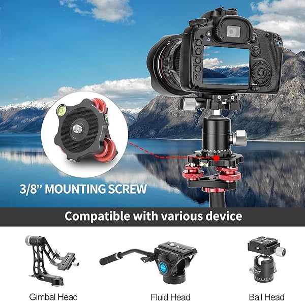 CAVIX CAVIX Camera Leveler Tripod Leveling Base Tri-Wheel Head for Macro Photography Aluminum w Bubble Level 3 Axis Level with +/-5 Degree Precision Adjustment for DSLR Camera Rotator Panoramic Head LP-64 - View 3 of 9