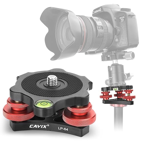 CAVIX CAVIX Camera Leveler Tripod Leveling Base Tri-Wheel Head for Macro Photography Aluminum w Bubble Level 3 Axis Level with +/-5 Degree Precision Adjustment for DSLR Camera Rotator Panoramic Head LP-64 - View 8 of 9