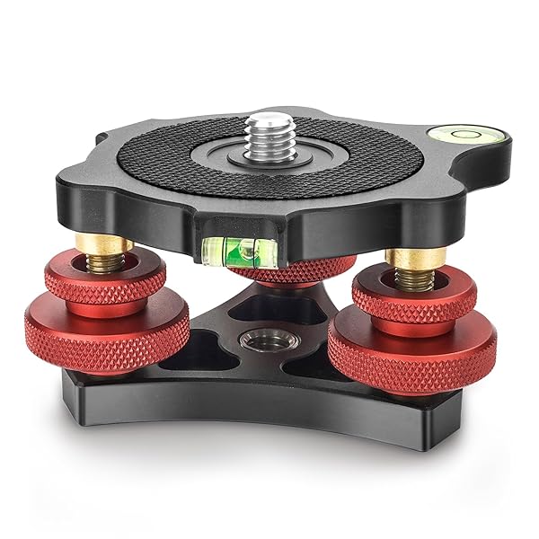 CAVIX CAVIX Camera Leveler Tripod Leveling Base Tri-Wheel Head for Macro Photography Aluminum w Bubble Level 3 Axis Level with +/-5 Degree Precision Adjustment for DSLR Camera Rotator Panoramic Head LP-64 - View 2 of 9