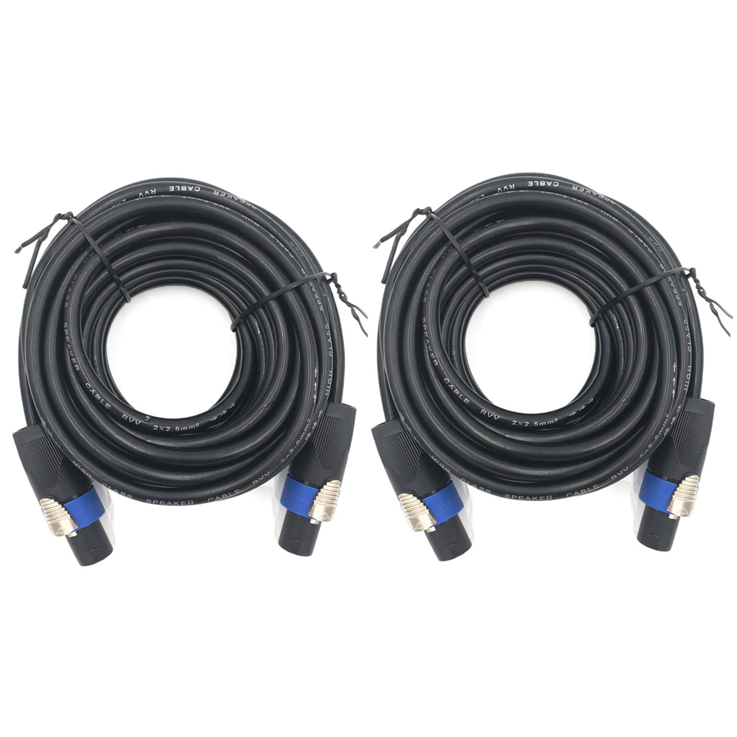 ROCMUZZK ROCMUZZK 2 Pack 50ft Pro Speakon to Speakon Cable, Pair 12AWG Patch Cords, Professional Speakon Audio Cable Cord with NL4FC Connectors