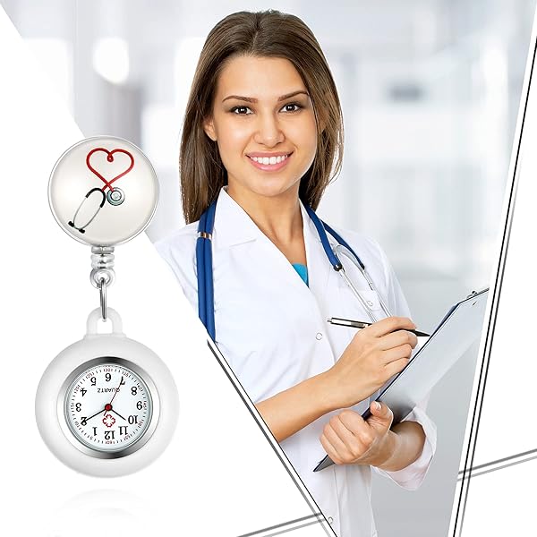 Avaner Avaner Retractable Nurse Watch Clip On Lapel Fob Silicone Pocket Watch for Men and Women - View 6 of 8