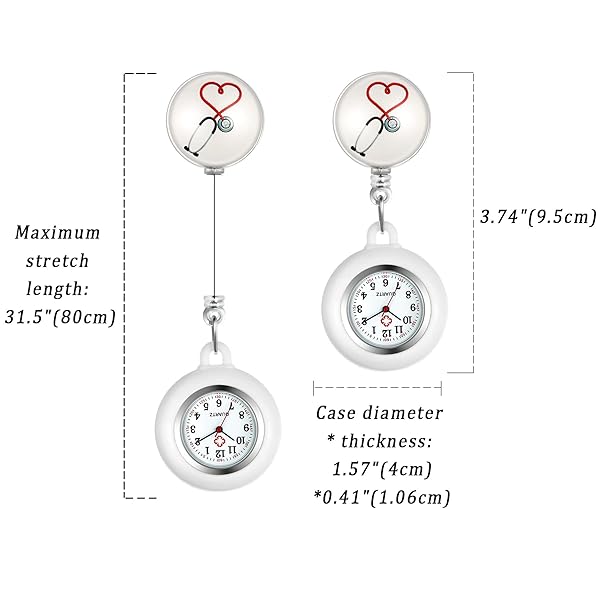 Avaner Avaner Retractable Nurse Watch Clip On Lapel Fob Silicone Pocket Watch for Men and Women - View 7 of 8