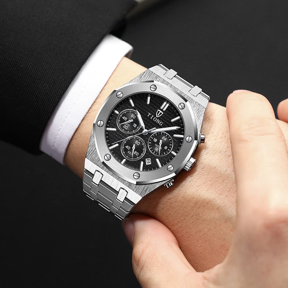 Tiong Tiong Business Men Watches Luxury Brand Quartz Watch Mens Stainless Steel Waterproof Wristwatch - View 6 of 9