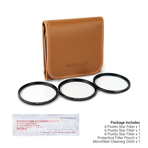 PROfezzion PROfezzion 55mm Star Filter Kit 3 Pieces Adjustable Cross Screen Starburst Filter for Sony Nikon and More 55mm Lens - View 4 of 10