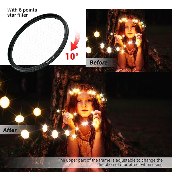 PROfezzion PROfezzion 55mm Star Filter Kit 3 Pieces Adjustable Cross Screen Starburst Filter for Sony Nikon and More 55mm Lens - View 6 of 10