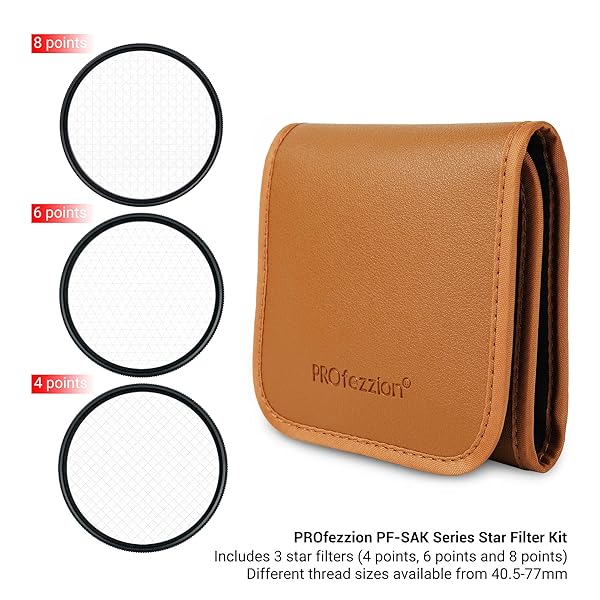 PROfezzion PROfezzion 55mm Star Filter Kit 3 Pieces Adjustable Cross Screen Starburst Filter for Sony Nikon and More 55mm Lens - View 10 of 10