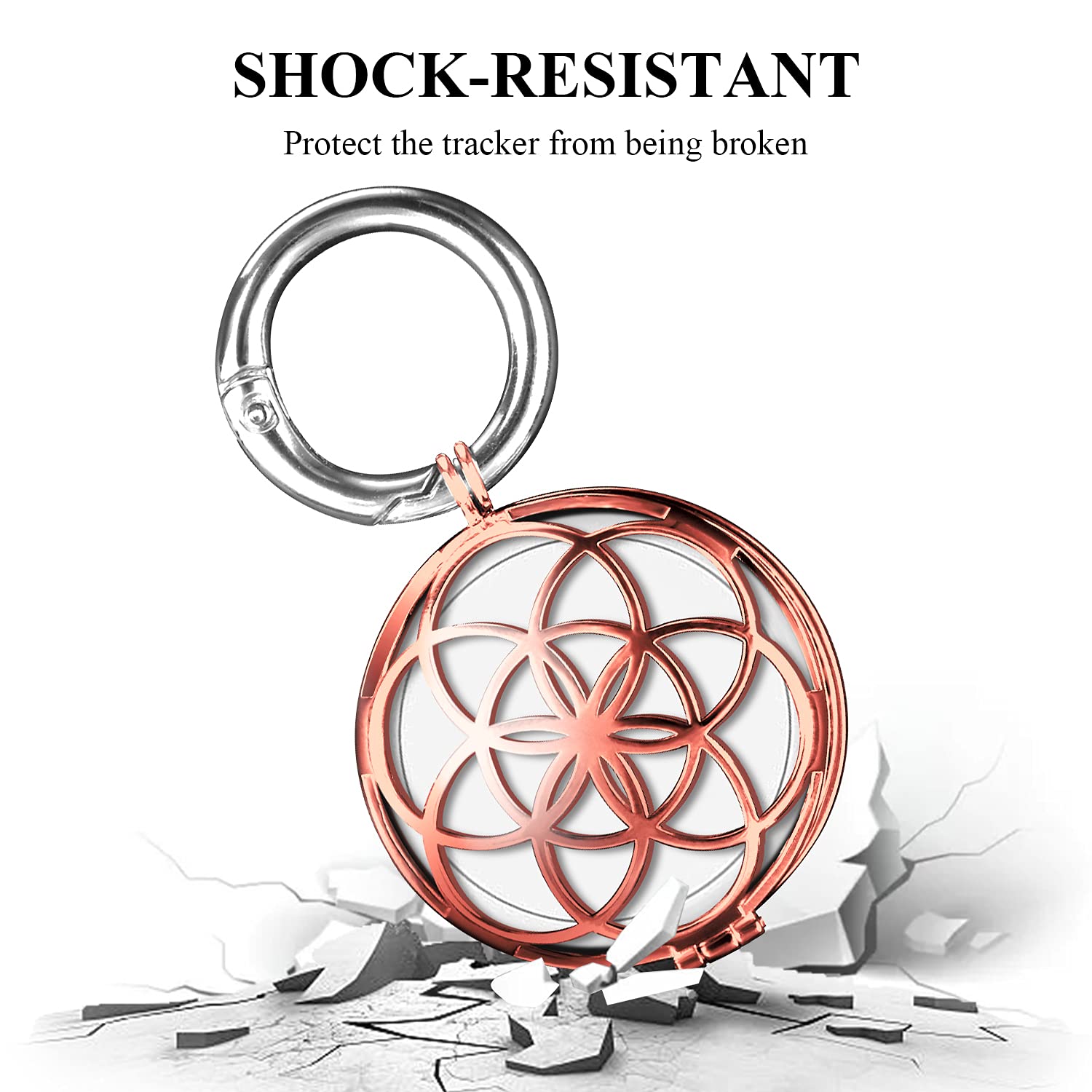 VIIVY VIYIV VIIVY VIYIV Metal Keychain for Apple AirTag Protective Case Holder Key Ring Dog Luggage Bike - Rose Gold - View 6 of 9