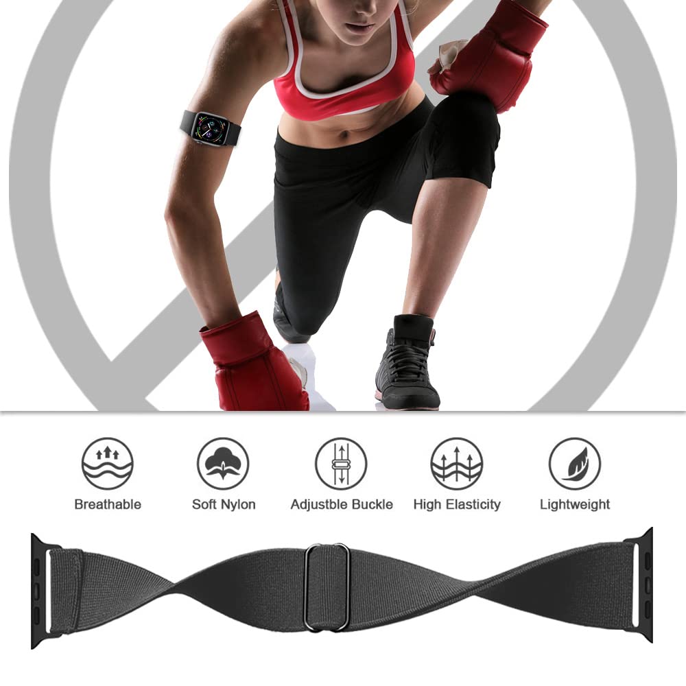 IFCASE IFCASE Elastic Arm Ankle Band for Apple Watch 49mm 46mm 45mm 44mm iWatch Series Ultra Sport Strap Unisex Dark Grey - View 3 of 7