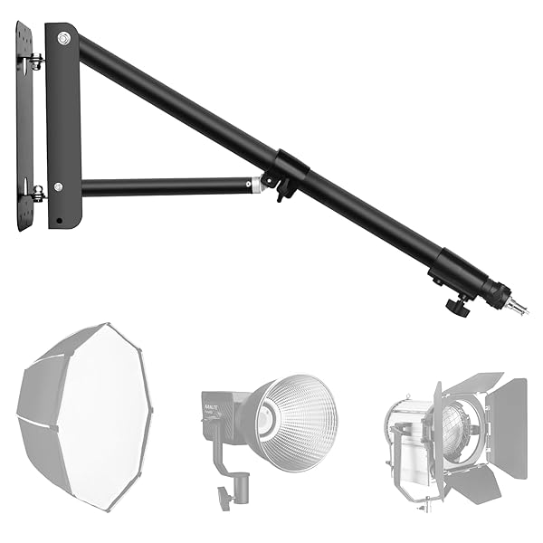 EMART Ring Light Wall Mount Boom Arm Adjustable 51in Overhead Stand 180 Degree Rotation Heavy Duty Bracket for Camera and Photography Lighting
