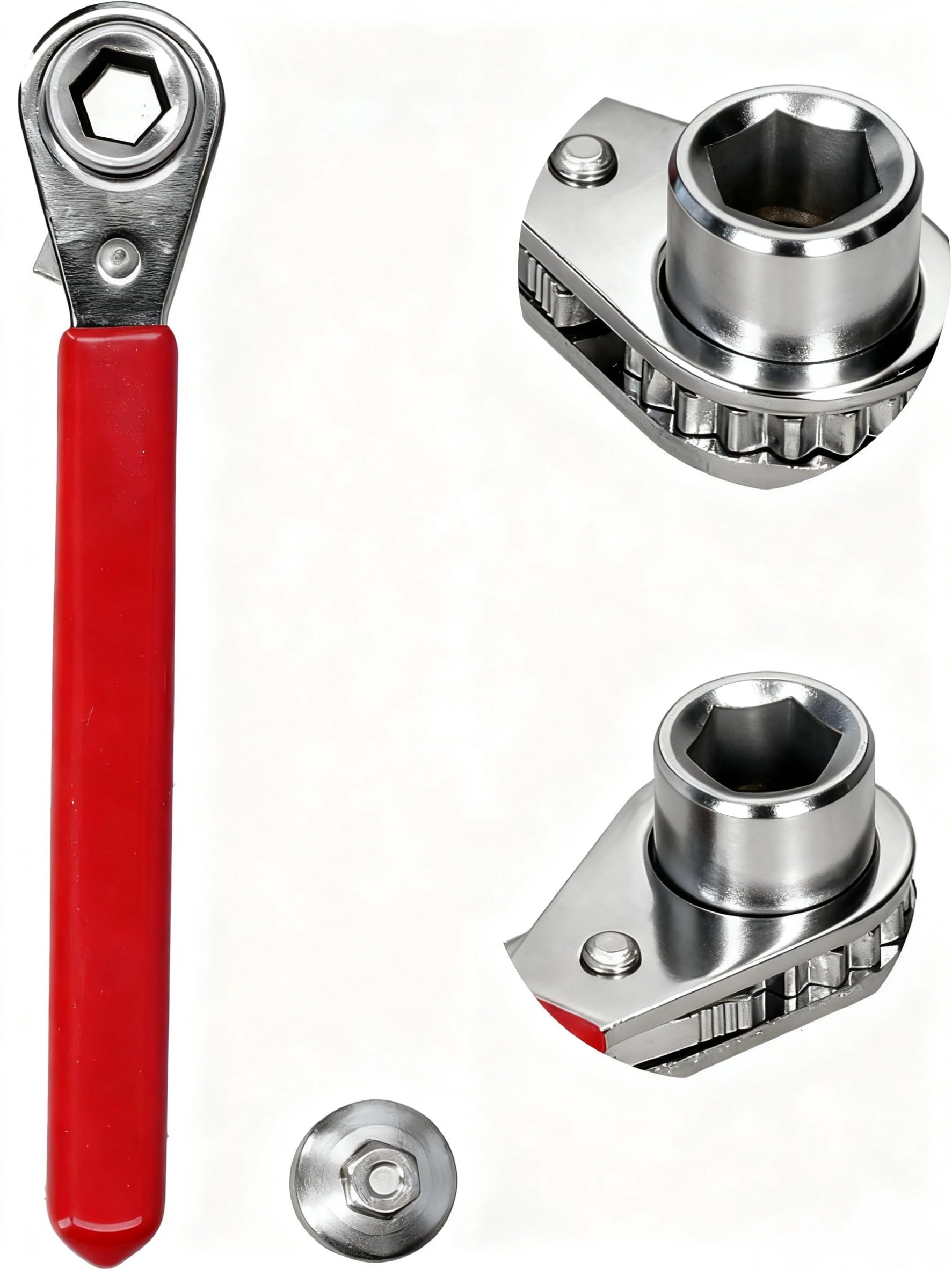 Akozon Akozon Ratchet Wrench, 5 16in 0.4in 10mm Battery Terminal Ratchet Wrench with 1 2in Socket for Top Side Post Battery for RV Sport Car Wrench