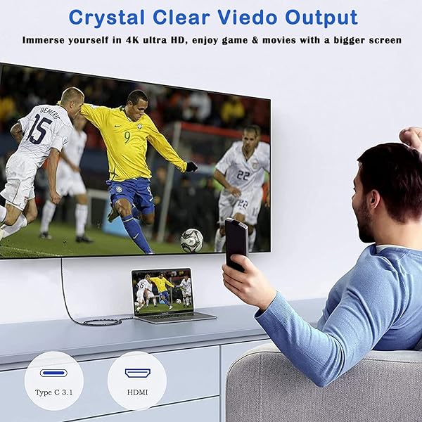 OseTub USB C to HDMI Cable 4K 6ft High Speed Braided Adapter for iPhone 15 Pro MacBook Pro Air iPad Pro Samsung S9 S10 Lenovo Dell and More - View 4 of 8