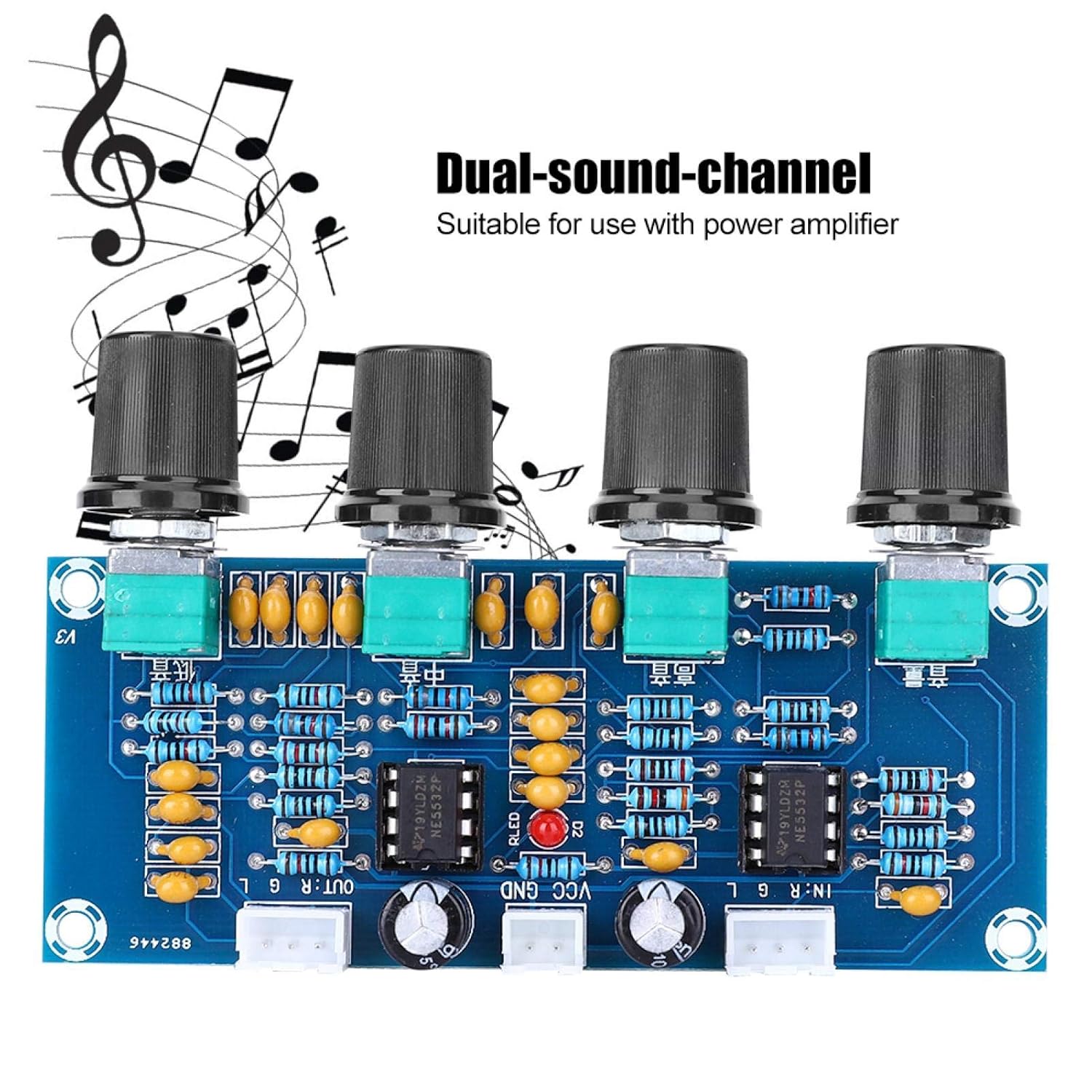 Eujgoov Digital Power Amplifier Board XH-A901 High Medium Bass Adjustment DC12V-24V Channel Amplifier for Superior Sound Quality - View 4 of 9