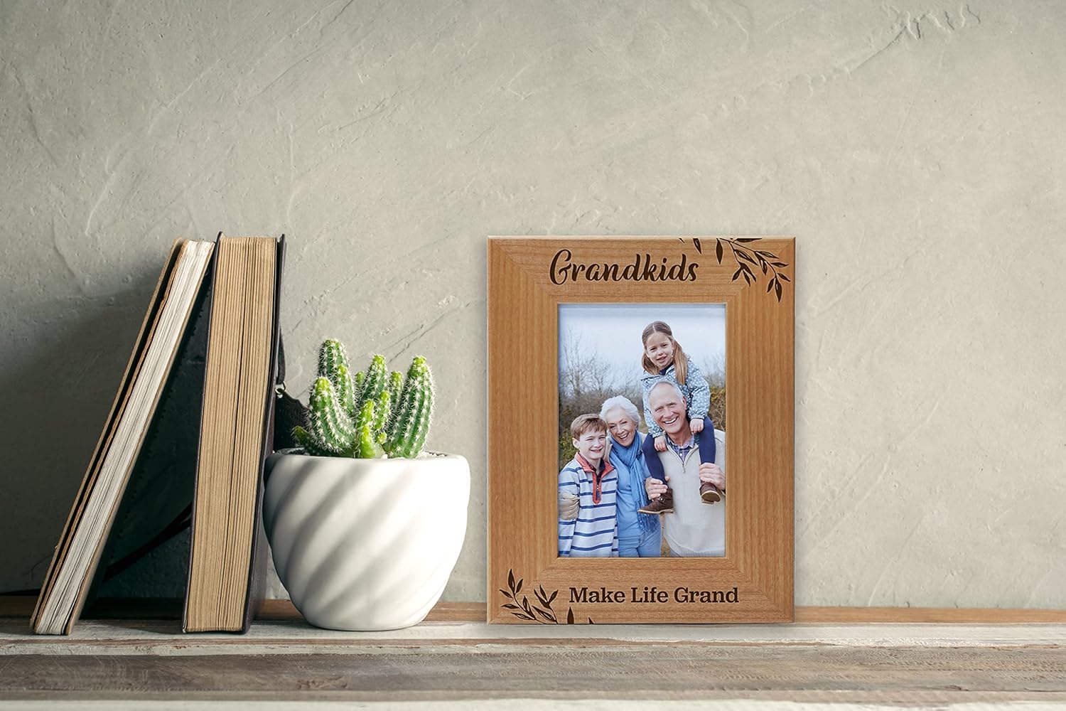 CEDAR CRATE MARKET CEDAR CRATE MARKET Grandkids Make Life Grand, Engraved Natural Wood Photo Frame, Grandparents Picture Frame, Grandparent's Day, Grandma Gift, Grandpa - View 2 of 4