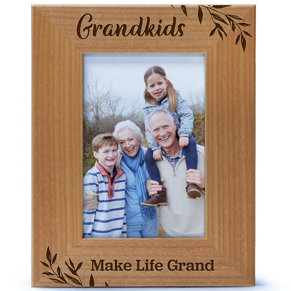 CEDAR CRATE MARKET Grandkids Make Life Grand, Engraved Natural Wood Photo Frame, Grandparents Picture Frame, Grandparent's Day, Grandma Gift, Grandpa