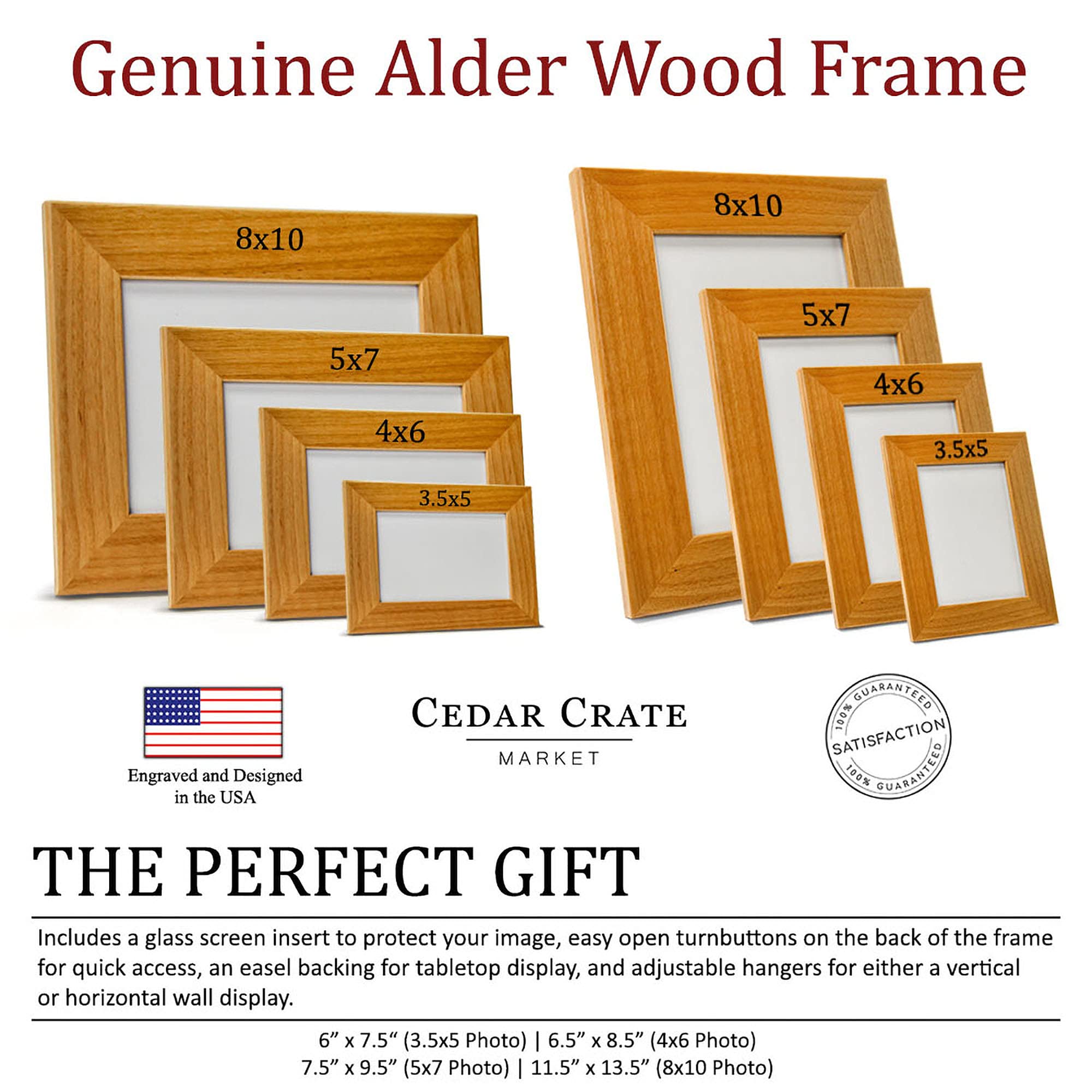 CEDAR CRATE MARKET Grandkids Make Life Grand, Engraved Natural Wood Photo Frame for Grandparents, Grandparent's Day, Grandma Gift, Grandpa Gift (4x6 Horizontal) - View 4 of 4