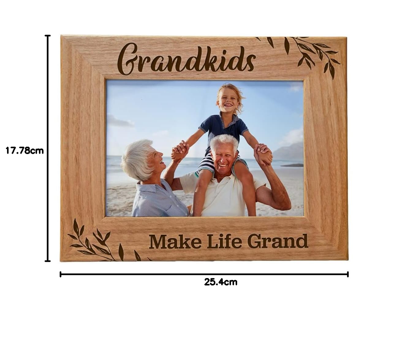 CEDAR CRATE MARKET Grandkids Make Life Grand Engraved Natural Wood Photo Frame for Grandparents Day Gift 5x7 Horizontal - View 5 of 5