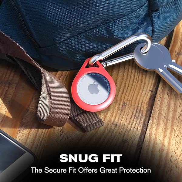 VENA Vena Protective Silicone Case for Apple Airtag 4 Pack with AntiRust Carabiner for Keychain Pet Collar Backpack Luggage Black Red Blue Pink - View 3 of 8