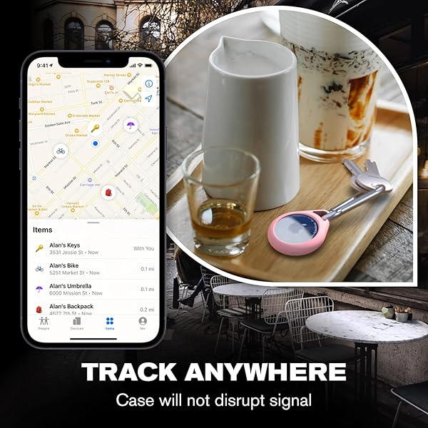 VENA Vena Protective Silicone Case for Apple Airtag 4 Pack with AntiRust Carabiner for Keychain Pet Collar Backpack Luggage Black Red Blue Pink - View 6 of 8