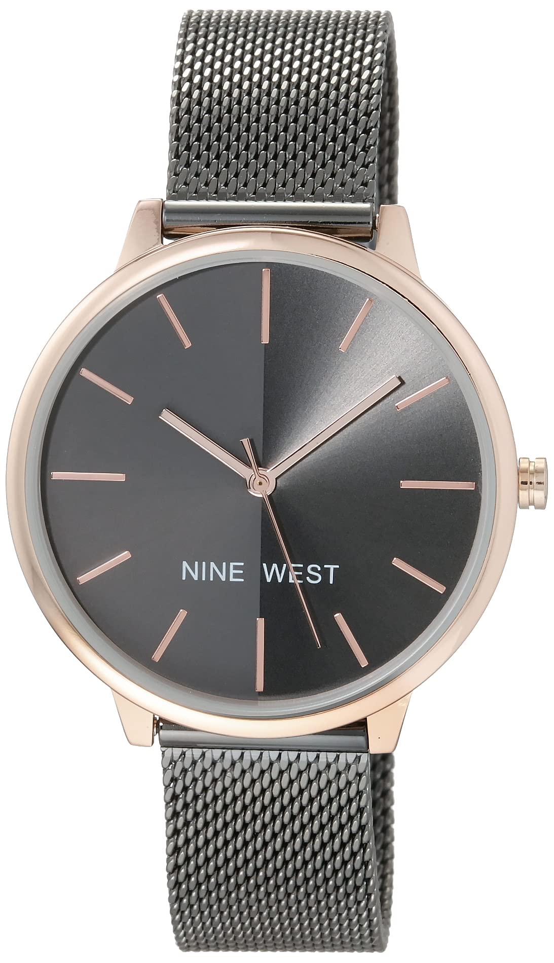 Nine West Women's Japanese Quartz Dress Watch with Stainless Steel Strap, Gray, 16 (Model: NW 1981RTGY)