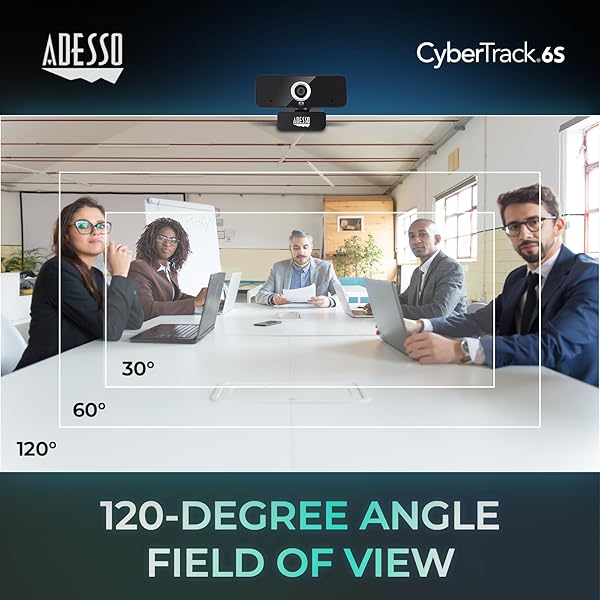 Adesso Adesso 4K HDR USB Webcam CyberTrack 6S: Adjustable Angle, Noise-Canceling Mic for PC & Laptop - View 6 of 10