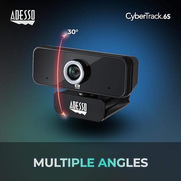 Adesso Adesso 4K HDR USB Webcam CyberTrack 6S: Adjustable Angle, Noise-Canceling Mic for PC & Laptop - View 9 of 10