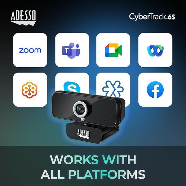 Adesso Adesso 4K HDR USB Webcam CyberTrack 6S: Adjustable Angle, Noise-Canceling Mic for PC & Laptop - View 10 of 10
