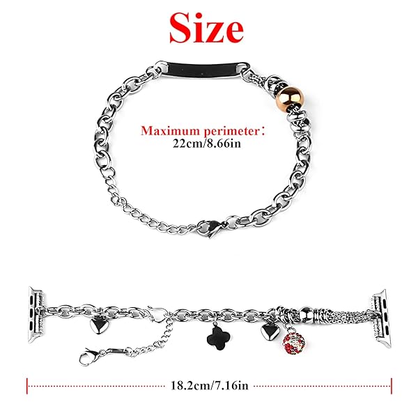 VIIVY VIYIV VIIVY VIYIV Bling Bands for Apple Watch 38mm 40mm 42mm 44mm Women's Rhinestone Charms Double Tour Chain Bracelet Stainless Steel - View 7 of 11