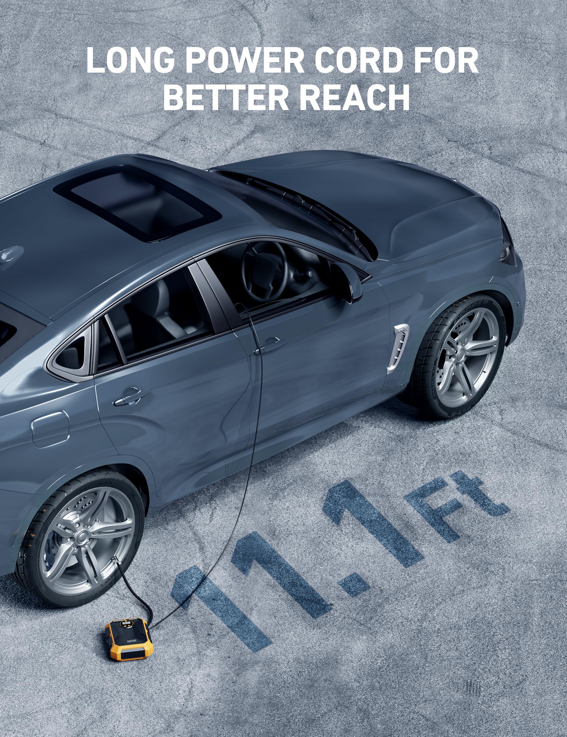 AstroAI AstroAI Tire Inflator Air Compressor 12V DC Portable Air Compressor Car Accessories Auto Tire Pump 100PSI with LED Light Digital Air Pump for Car - View 7 of 9