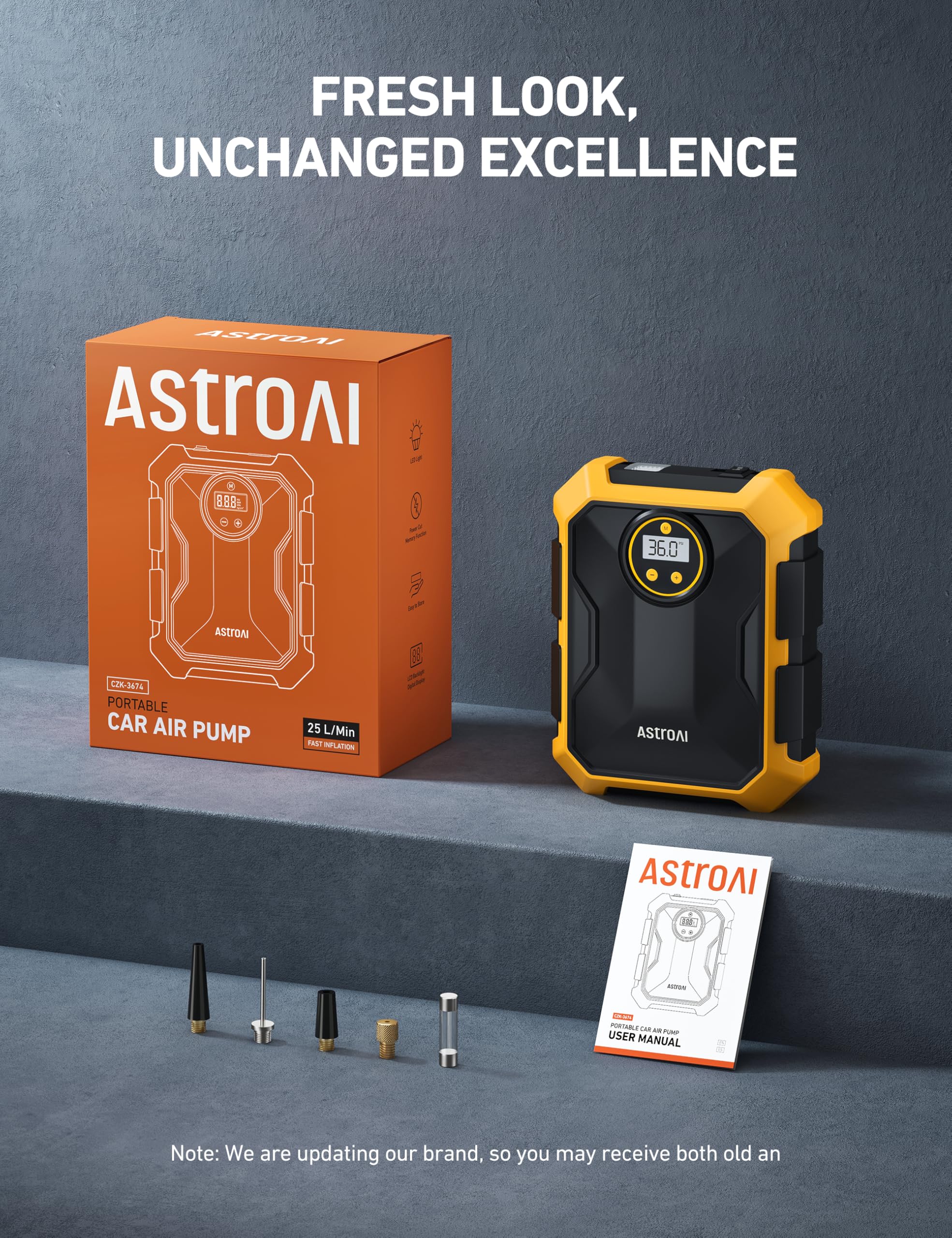 AstroAI AstroAI Tire Inflator Air Compressor 12V DC Portable Air Compressor Car Accessories Auto Tire Pump 100PSI with LED Light Digital Air Pump for Car - View 9 of 9