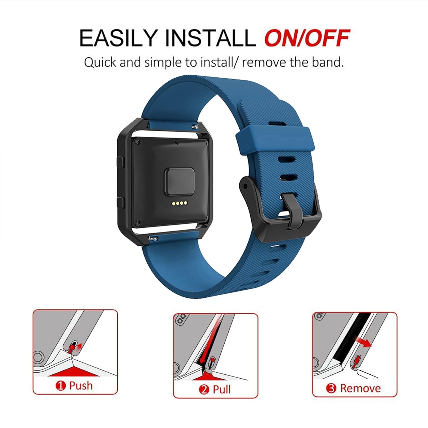 Simpeak Simpeak Sport Band Compatible with Fitbit Blaze Smartwatch Sport Fitness, Silicone Wrist Band with Meatl Frame Replacement for Fitbit Blaze Men Women - View 3 of 7