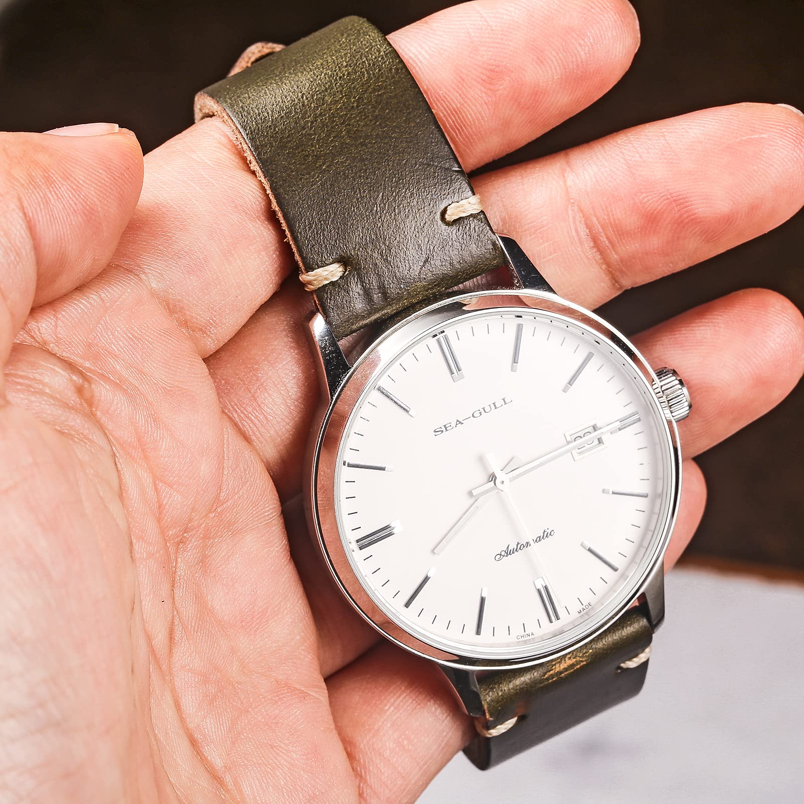 hemsut h hemsut h 20mm Leather Watch Bands for Men, Thin Soft Horween Leather Watch Strap Quick Release Vintage Watch Wrap - View 3 of 6