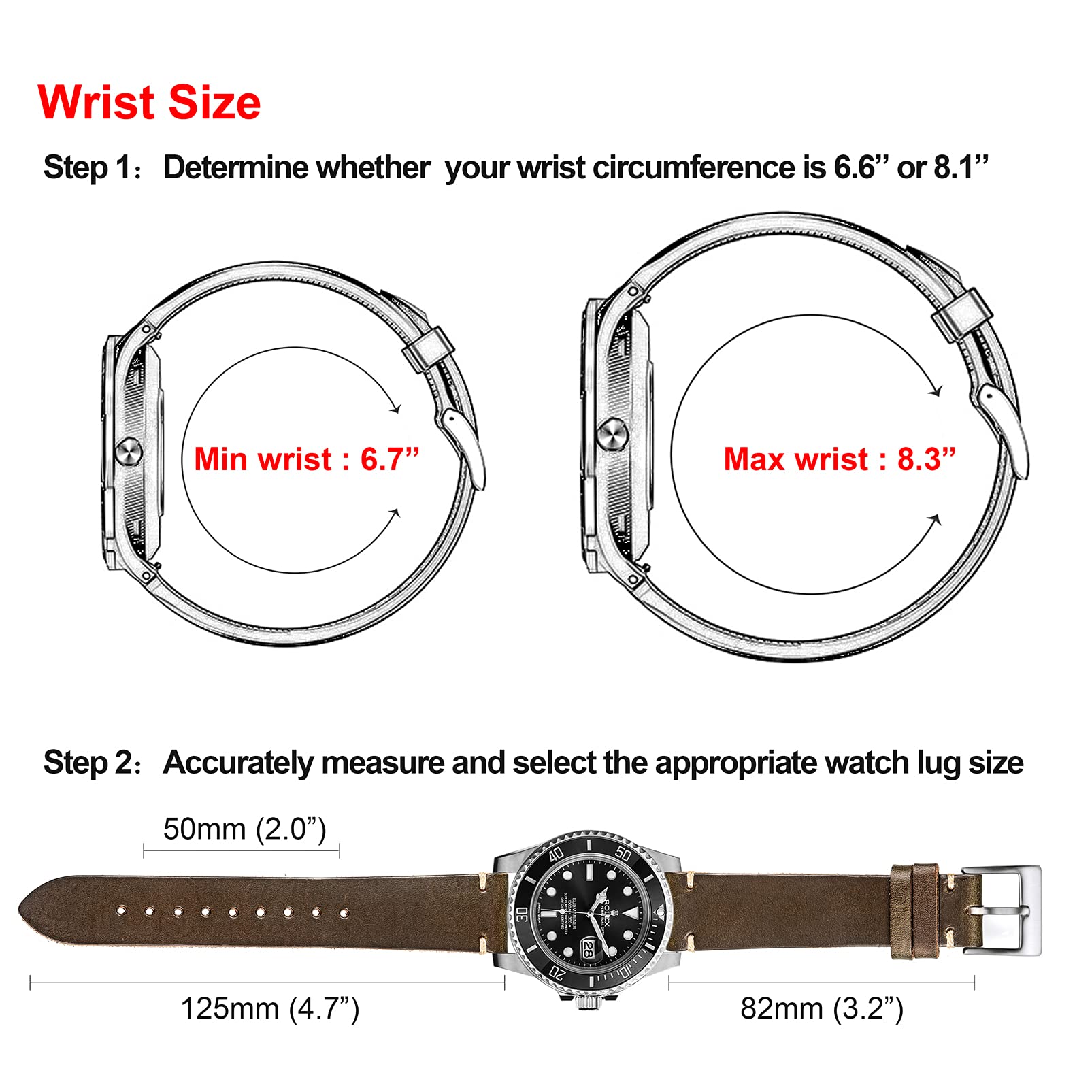hemsut h hemsut h 20mm Leather Watch Bands for Men, Thin Soft Horween Leather Watch Strap Quick Release Vintage Watch Wrap - View 6 of 6