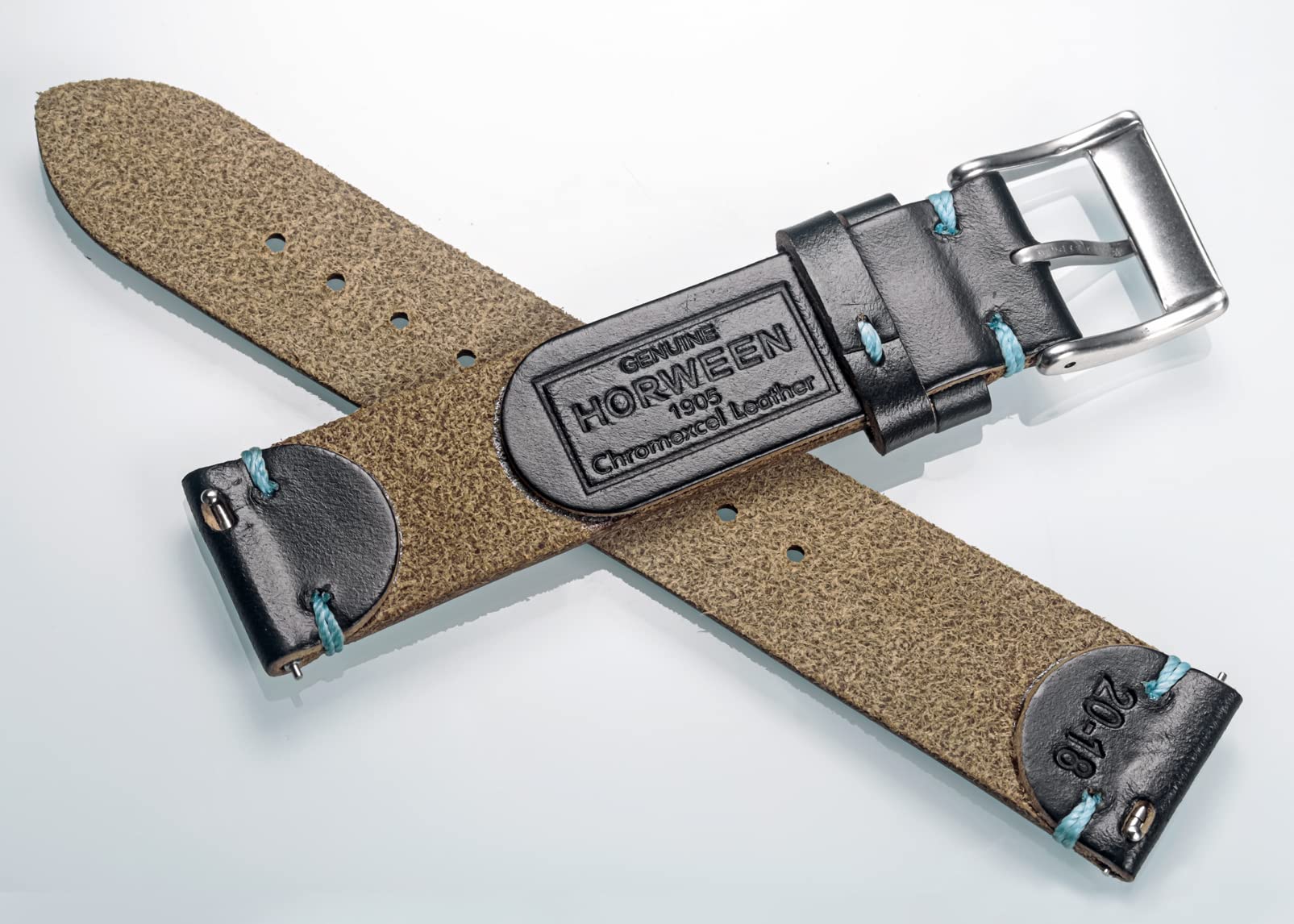 hemsut h hemsut h Men's Watch Bands, Horween Leather Watch Strap, 22mm Quick Release Vintage Watch Replacement Straps - View 5 of 8