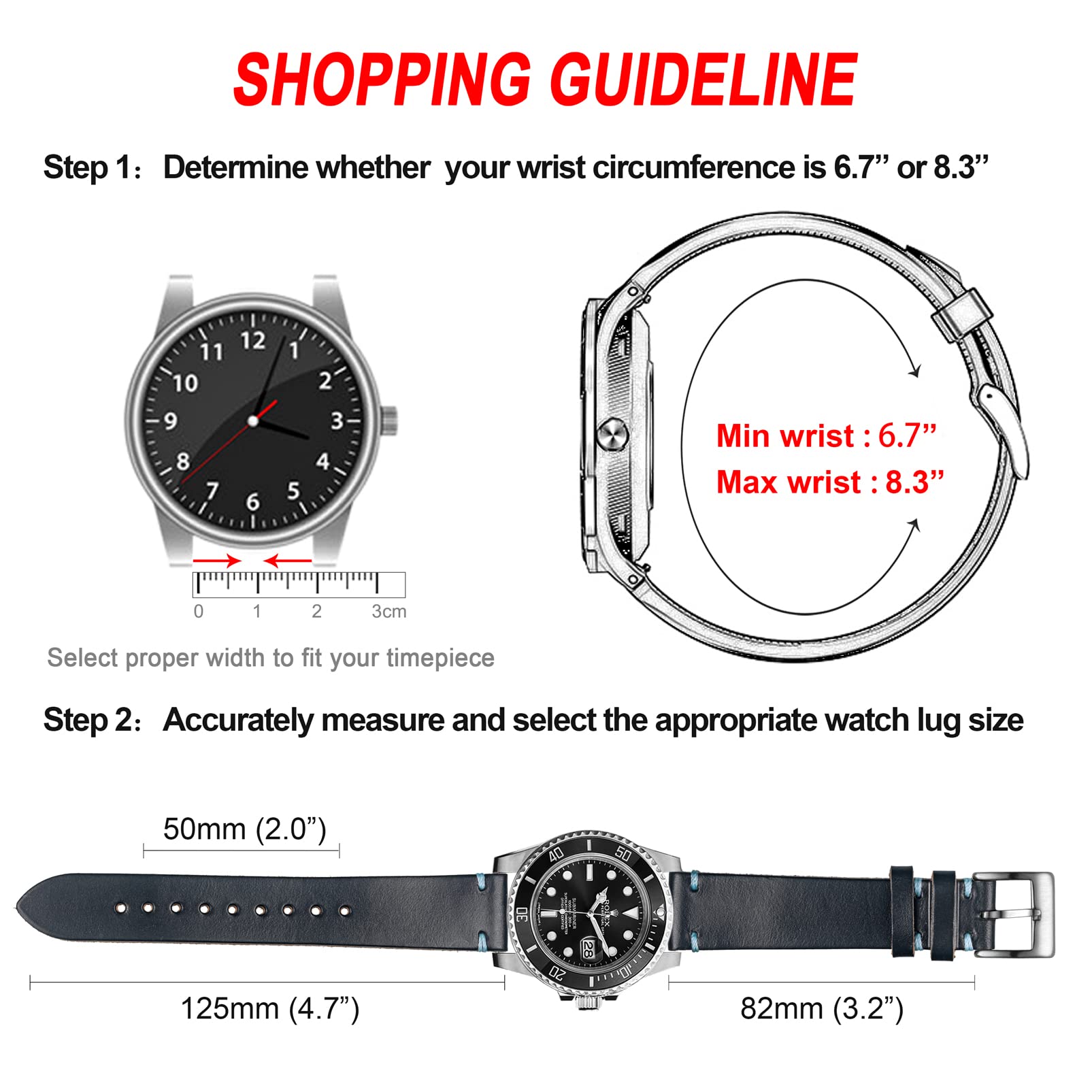 hemsut h hemsut h Men's Watch Bands, Horween Leather Watch Strap, 22mm Quick Release Vintage Watch Replacement Straps - View 6 of 8